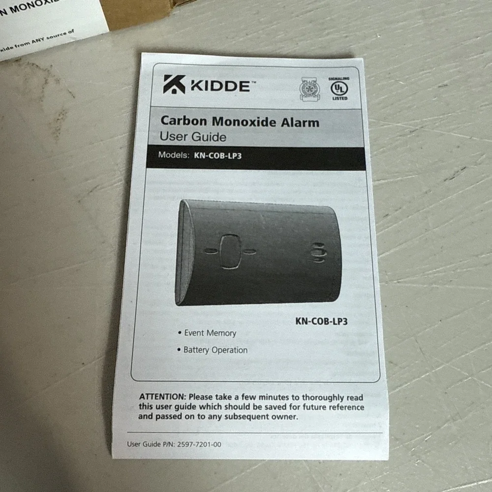 Kidde Carbon Monoxide Detector Battery Powered CO Alarm Low Battery Indicator